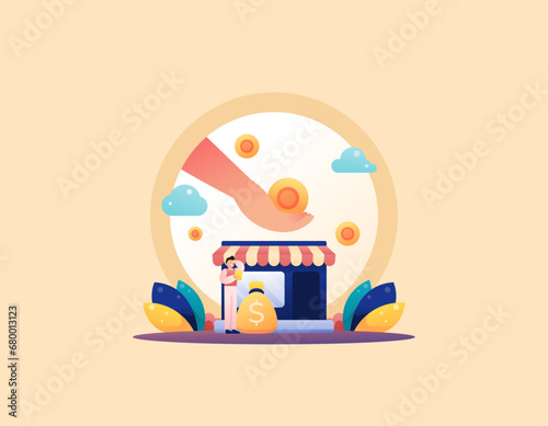 Capital loans for small businesses. Small to medium businesses or SMEs. business investments. Investors provide capital support for business development. Cartoon or flat illustration concept design. v