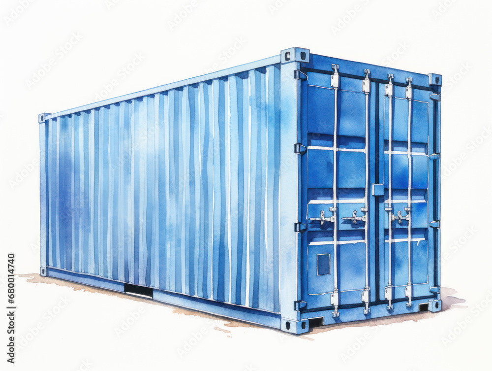 Shipping container , watercolor illustration isolated on white Shipping container , watercolor illustration isolated on white