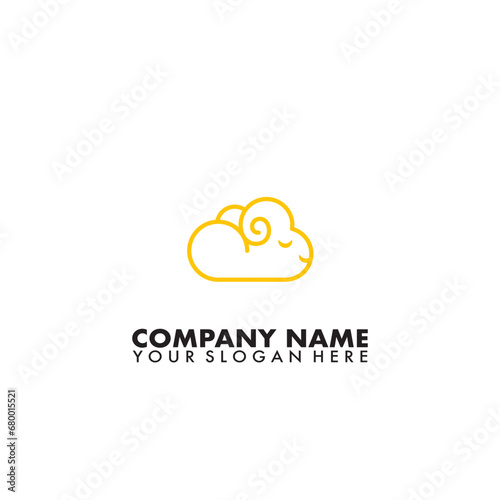 Logo illustration vector graphic of sheep combined with cloud on outline style.