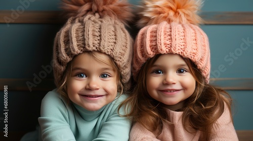 Two Children Boy Girl Warm Hats, HD, Background Wallpaper, Desktop Wallpaper