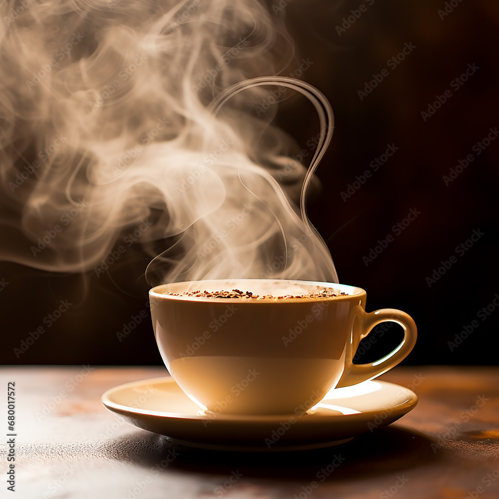 AI-Generated Image Steamy Coffee Up-Close Steam Rising Coffee Cup Tea Cup Delicate Wisps Background Contrast Tea Aroma Macro Steam Details Close-Up Cute Coffee Mug filled with Hot Coffee in a Dim Cafe AI-Generated Image Steamy Coffee Up-Close Steam Rising Coffee Cup Tea Cup Delicate Wisps Background Contrast Tea Aroma Macro Steam Details Close-Up Cute Coffee Mug filled with Hot Coffee in a Dim Cafe
