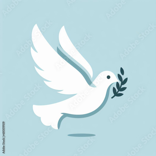 dove of peace on blue background