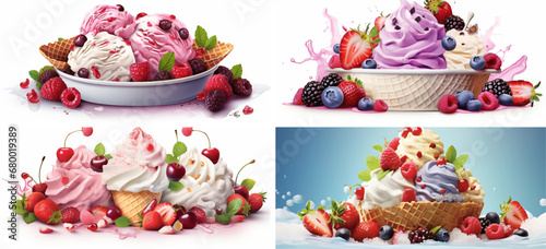 food fruit cream sweet dessert berries fresh strawberry white milk delicious healthy yogurt tasty 