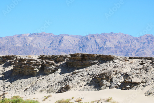 View of mountain slopes and sand in America's national park.