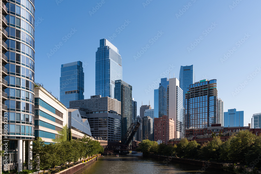 Obraz premium Chicago cityscape with business skyscrapers, office buildings
