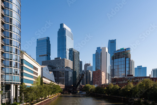 Chicago cityscape with business skyscrapers  office buildings