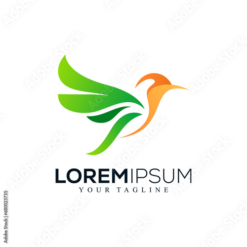 Abstract colorful bird logo design photo