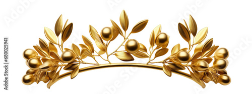 Golden olive crown (laurel wreath), cut out photo
