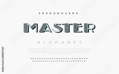 Master Modern abstract digital alphabet font. Minimal technology typography, Creative urban sport fashion futuristic font and with numbers. vector illustration. photo