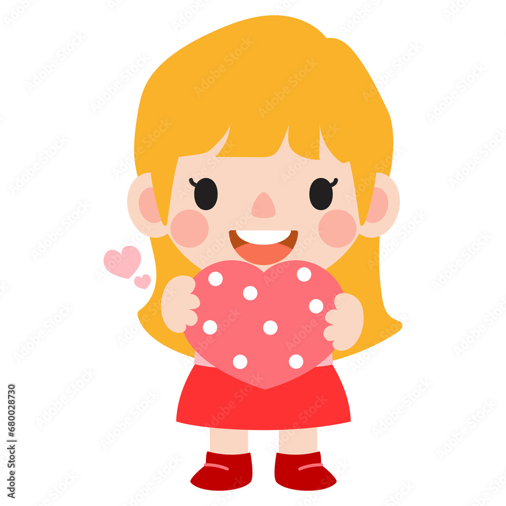 happy valentines day teen couple clipart. Romantic girl and boy giving heart balloon gift