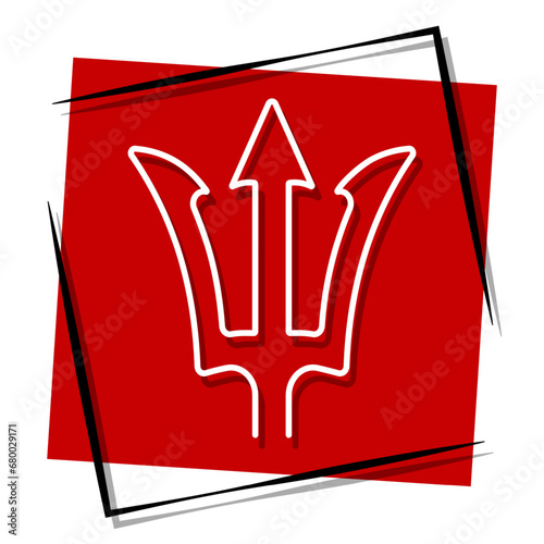 trident red banner in frame. Vector illustration.
