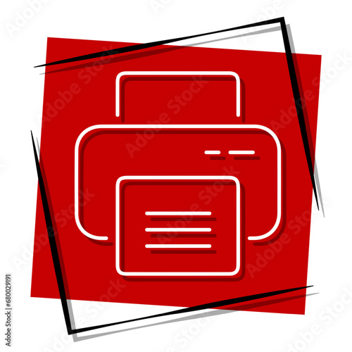printer red banner in frame. Vector illustration.