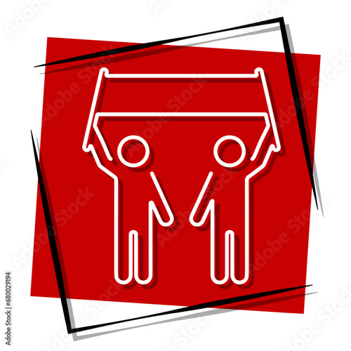 picket red banner in frame. Vector illustration.