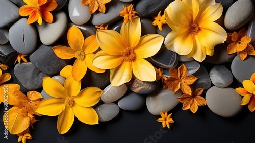 Cutout Rock Surrounded By Yellow Flowers  HD  Background Wallpaper  Desktop Wallpaper