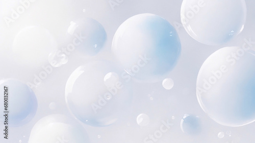 blue white gradient bubbles on soft light background, watercolor illustration.