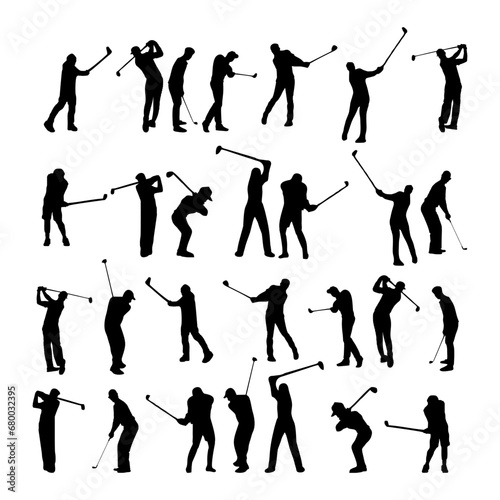 silhouette of person playing golf