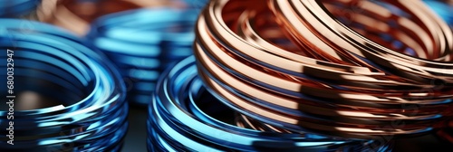 Closeup Coiled Metal Spring Sufficiently High, Banner Image For Website, Background abstract , Desktop Wallpaper