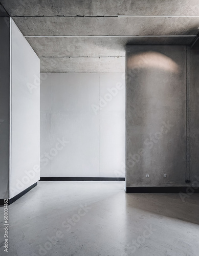 Minimalist Architecture - Modern Building With Empty Space in Grey Concrete (ID: 680034162)