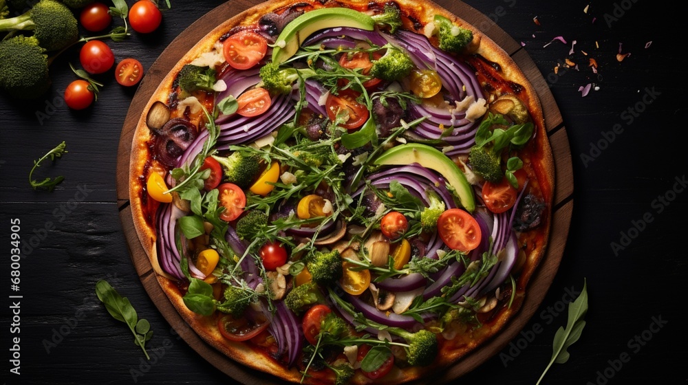 Explore the textures and colors of a California Veggie Pizza, where the balance of ingredients mirrors the diversity of the Californian landscape.
