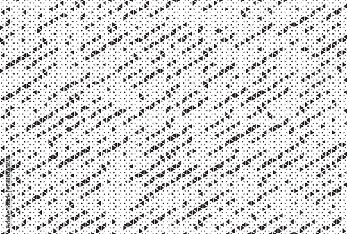 Triangle Vector Abstract Geometric Technology Background. Halftone Triangular Retro 80s Simple Pattern. Diagonal, oblique, slanting dots lines, stripes geometric vector pattern. 