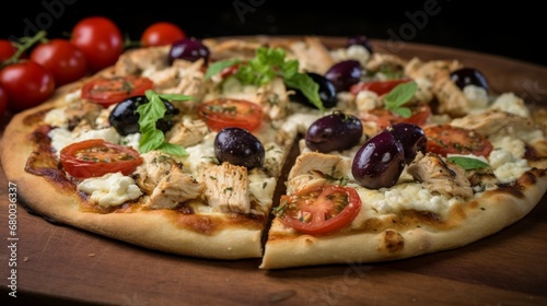 Mediterranean Chicken and Feta Pizza, highlighting the briny flavor of feta cheese