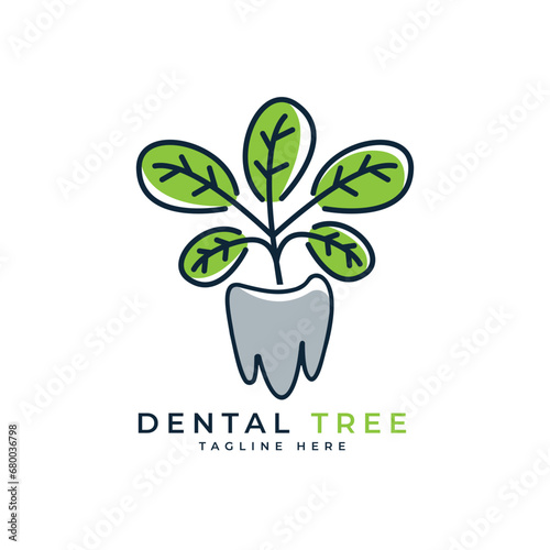 Tooth and plant creative logo design modern concept