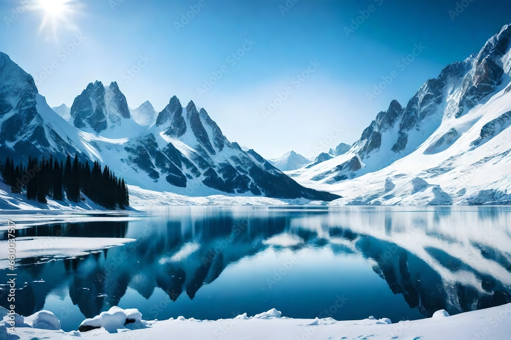 landscape with lake and mountains