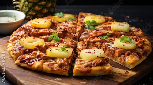 Savory Chicken Teriyaki and Pineapple Pizza, capturing the essence of teriyaki glaze