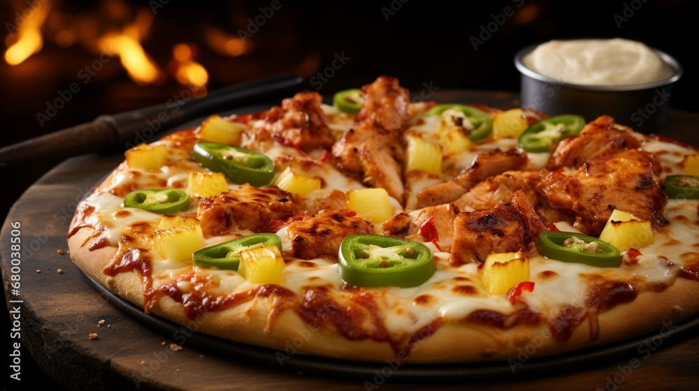 Sizzling BBQ Chicken and Pineapple Jalap, Pizza, showcasing the perfect blend of sweet and heat
