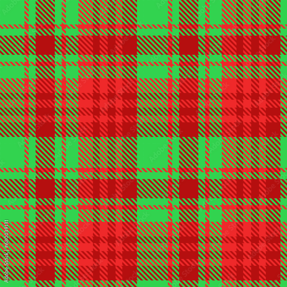 Green Red Tartan Plaid Pattern Seamless. Checkered fabric texture for flannel shirt, skirt, blanket
