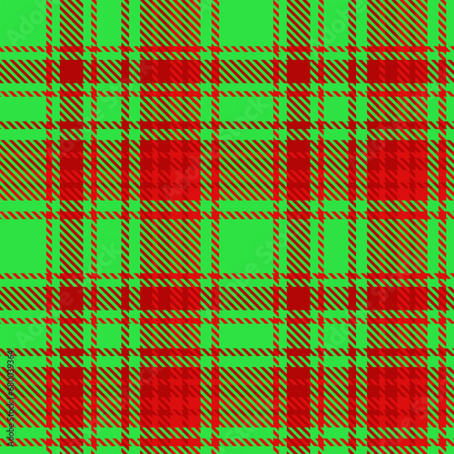 Green Red Tartan Plaid Pattern Seamless. Checkered fabric texture for flannel shirt, skirt, blanket 