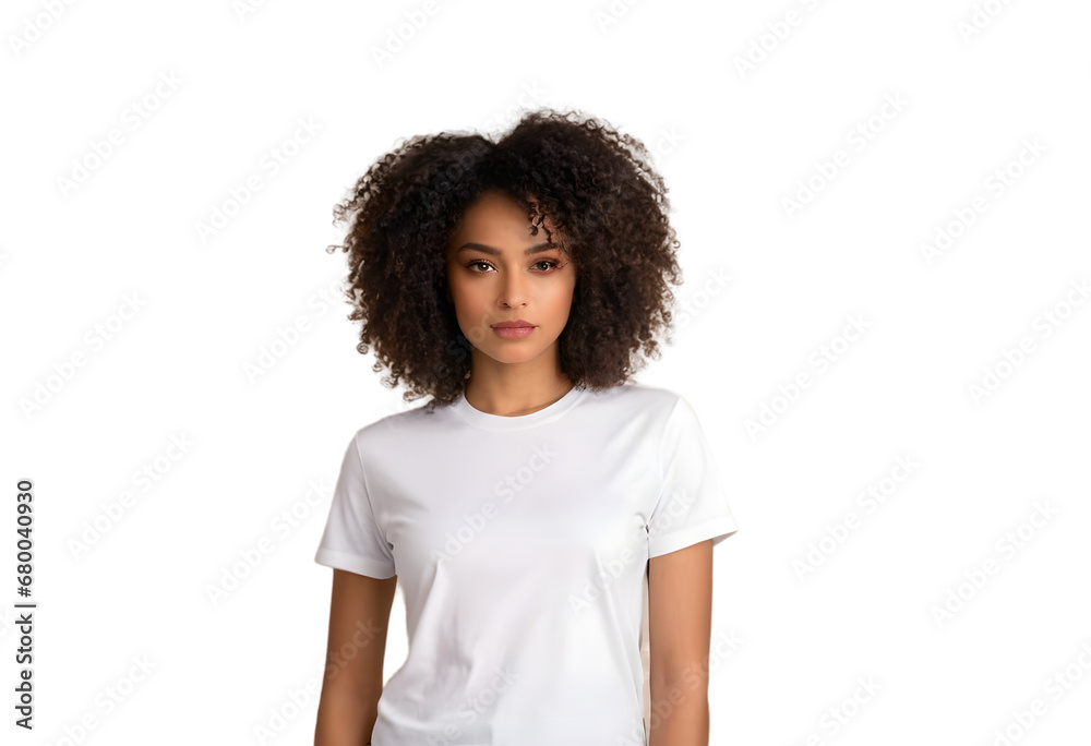 Confident Young Woman Modeling Plain White T-shirt Ready for Branding, Transparent Background, Ideal for Fashion Mockups and Advertising Confident Young Woman Modeling Plain White T-shirt Ready for Branding, Transparent Background, Ideal for Fashion Mockups and Advertising