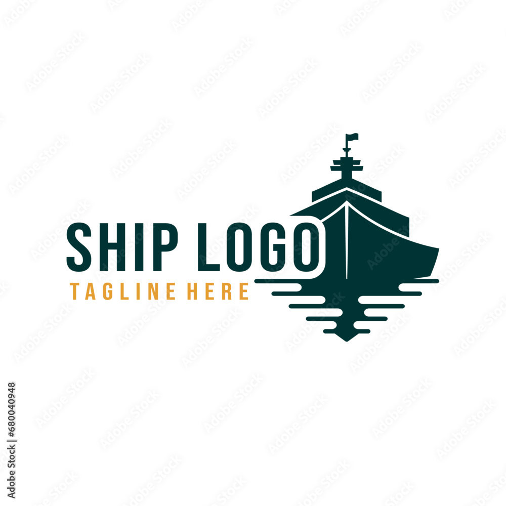 Naklejka premium Cruise Ship Vintage Logo Design
