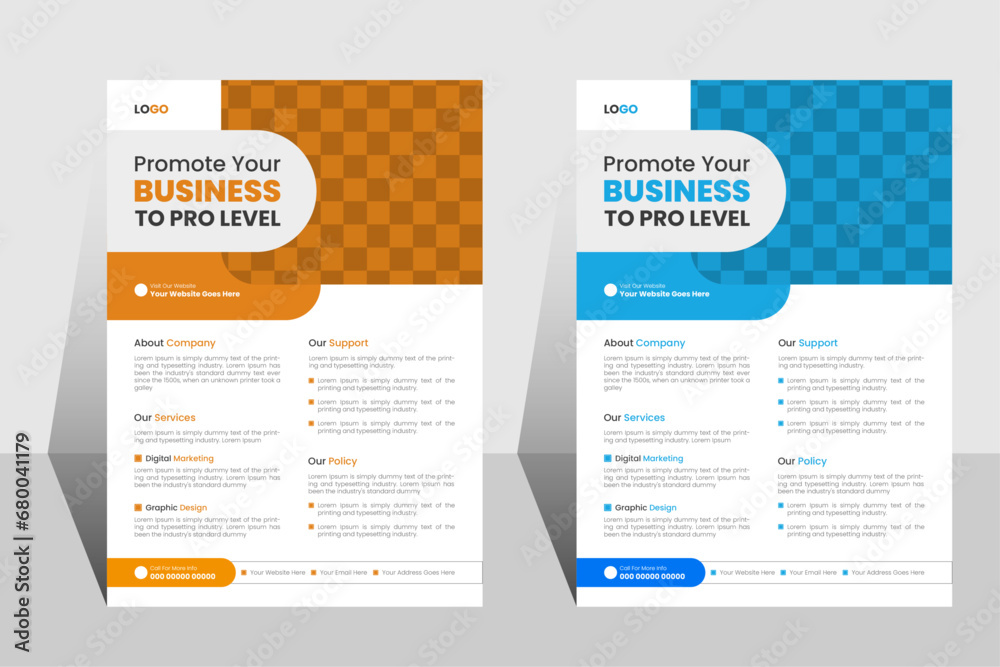 Business Flyer Design Layout Vector Graphic, Company Promotion Maketing Leaflet Template, Abstract advertisement booklet or Flyer Design Blue & Orange Business Flyer Design Layout Vector Graphic, Company Promotion Maketing Leaflet Template, Abstract advertisement booklet or Flyer Design Blue & Orange