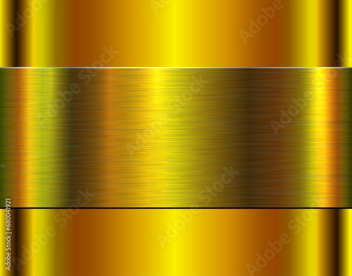 Gold chrome metal 3D background, lustrous and shiny golden metallic design with brushed metal texture pattern.