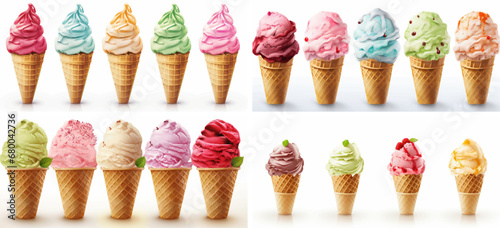 cream sweet ice dessert food cone background white scoop pink vanilla cold summer frozen flavors 