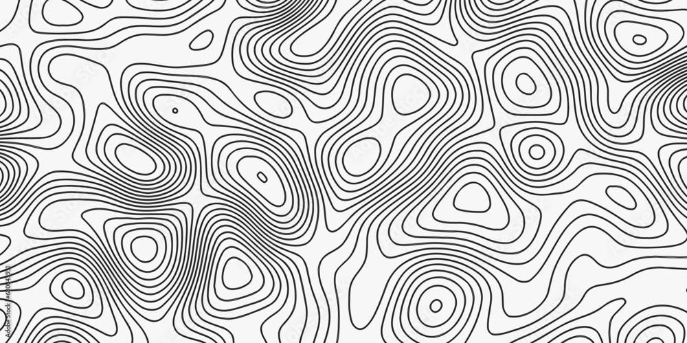 Fototapeta premium Abstract Topographic Map in Contour Line Light stripes on a white background Topographic Map topo contour map and Ocean topographic line map with curvy wave isolines vector