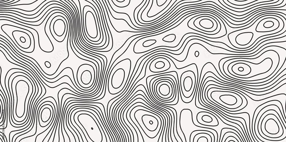 Abstract Topographic Map in Contour Line Light stripes on a white background Topographic Map topo contour map and Ocean topographic line map with curvy wave isolines vector