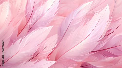 Pink pattern with feathers. Pink background