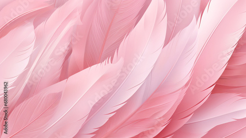 Pink pattern with feathers. Pink background