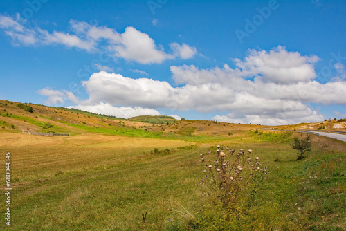 The summer landscape near Gornje Ratkovo in the Ribnik municipality of Banja Luka region, Republika Srpska, Bosnia and Herzegovina. Early September