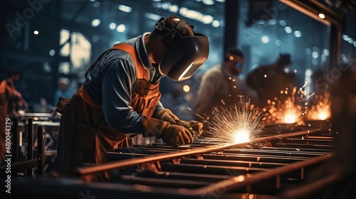workers and welders who perform arc welding , generative ai photo