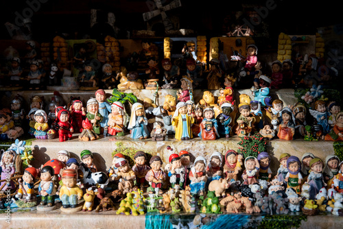 Artisanal Treasures: Nativity Scene Figures Showcase at Santa Llucia Craft Stall in Barcelona