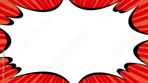 集中線　赤背景　ギザギザ爆発フレーム