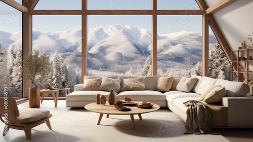 Modern Living Room with Scenic View, generative © myAstock