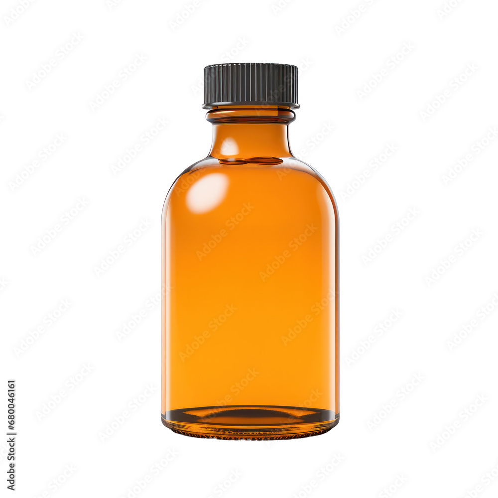 amber glass bottle mockup isolated on transparent background,transparency 