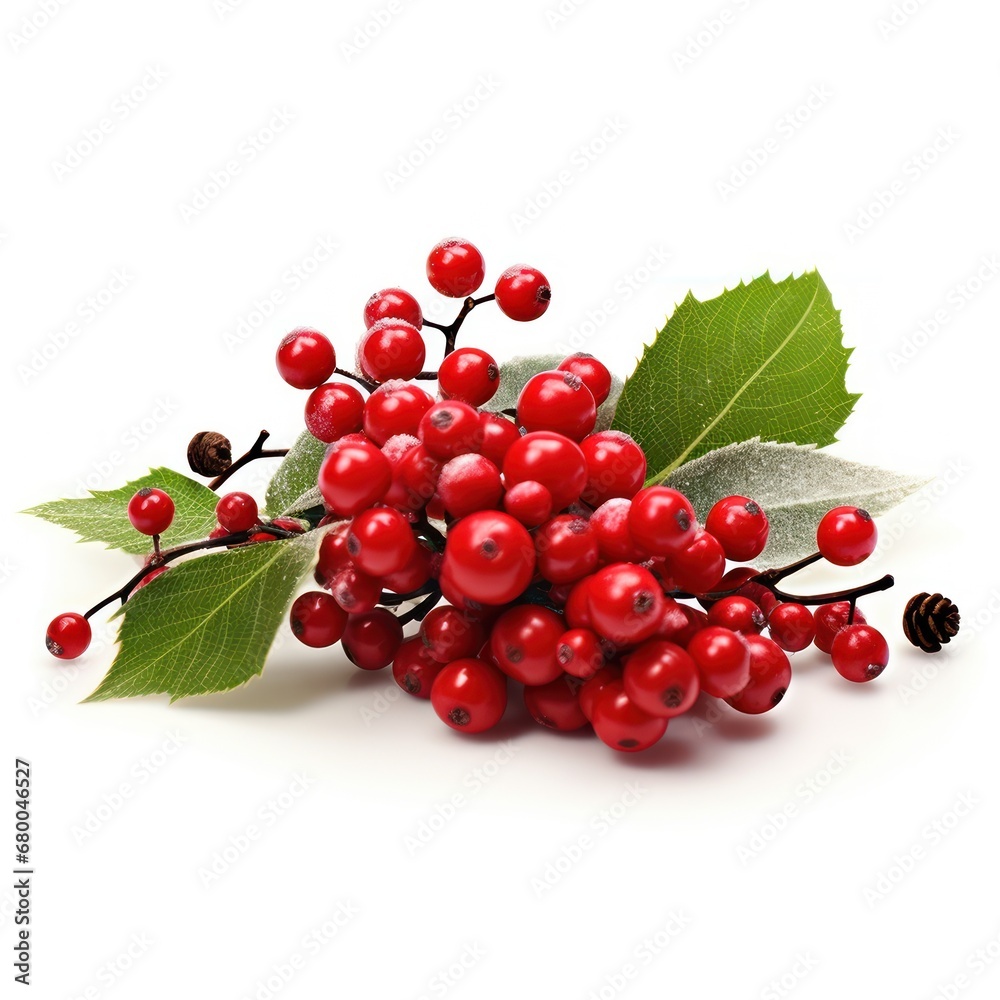Christmas red berries European holly isolated on white background Christmas red berries European holly isolated on white background