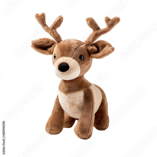 Reindeer christmas soft toy isolated on transparent background. © PixelXpert