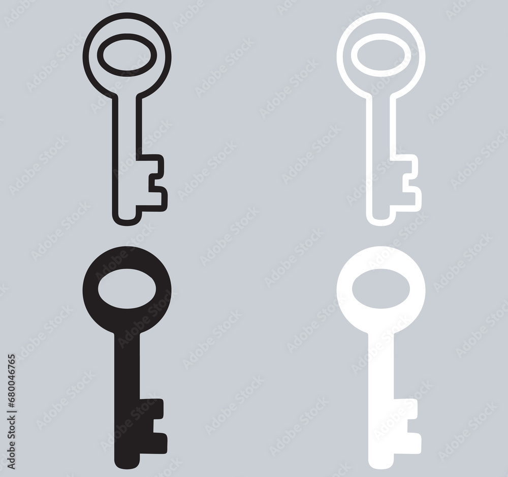 Set of Key icon. Key icon sign symbol in trendy flat style. Key vector icon illustration isolated on gray background Set of Key icon. Key icon sign symbol in trendy flat style. Key vector icon illustration isolated on gray background