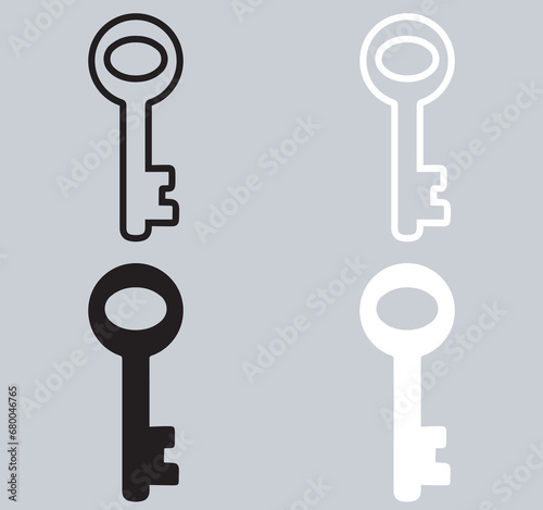 Set of Key icon. Key icon sign symbol in trendy flat style. Key vector icon illustration isolated on gray background